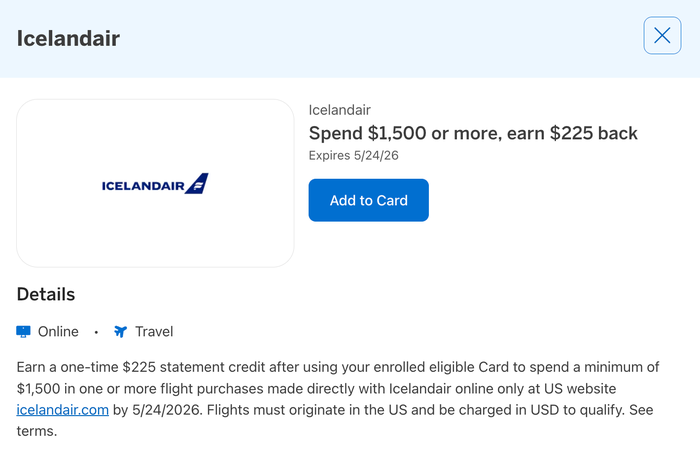 Amex Offer IcelandAir