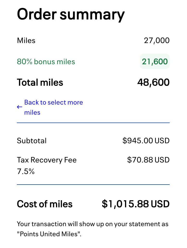 Buy United miles 80 bonus February 2026