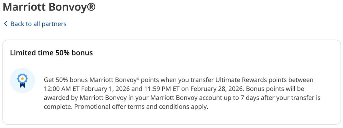 Chase Marriott transfer bonus