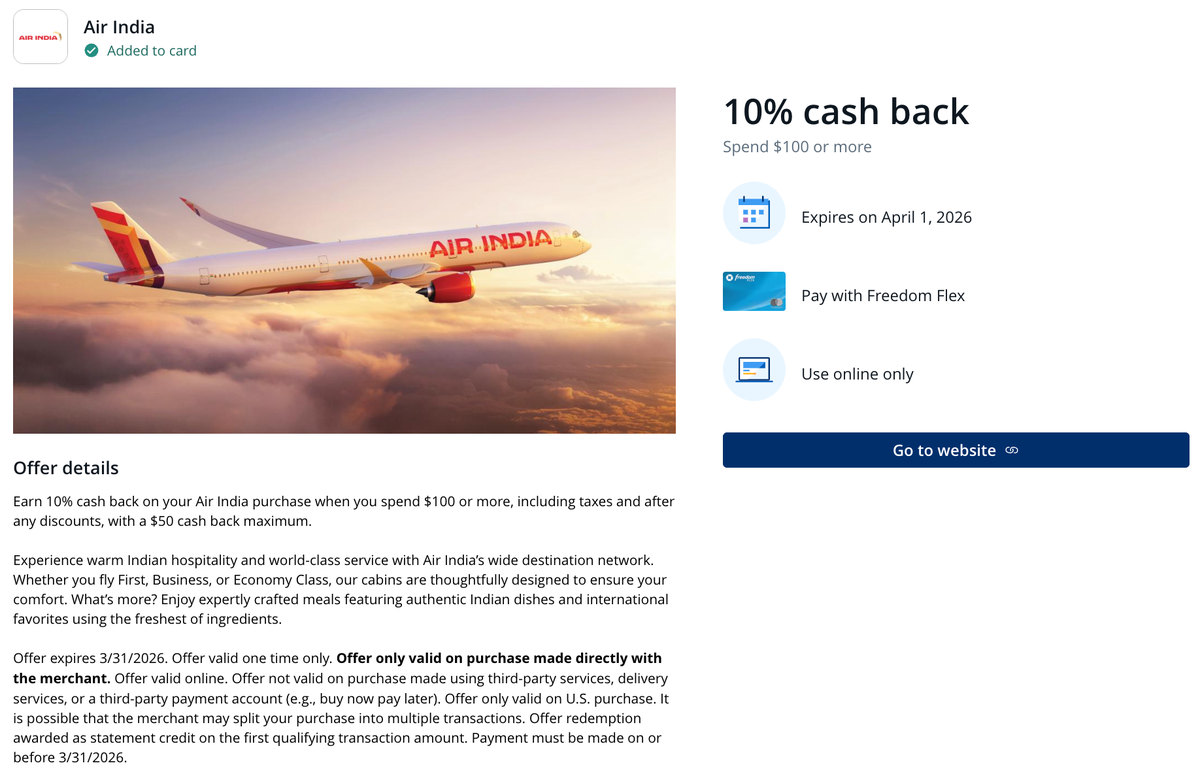 Chase Offer Air India March 2026