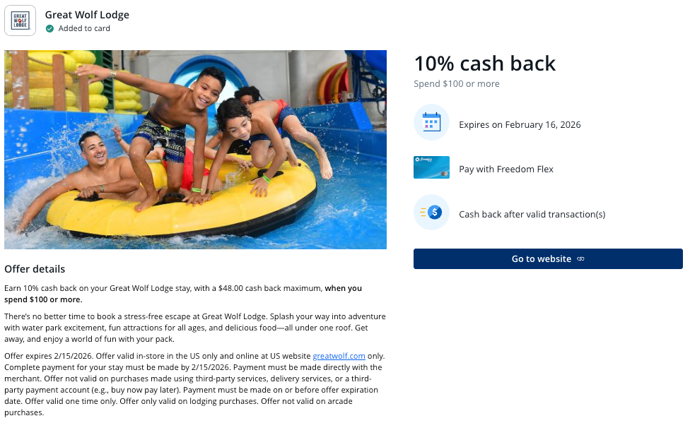 Chase Offer Great Wolf Lodge February 2026