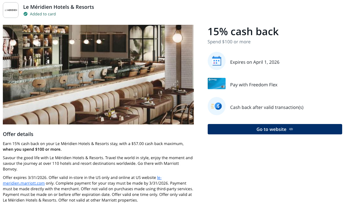 Chase Offer Le Meridien March 2026