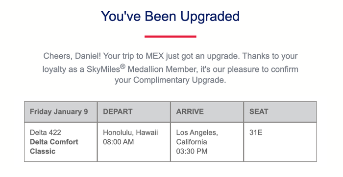 Delta upgrade email Delta upgrade email