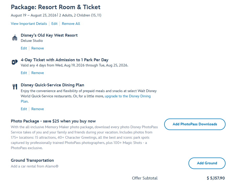 Disney vacation package Disney vacation package