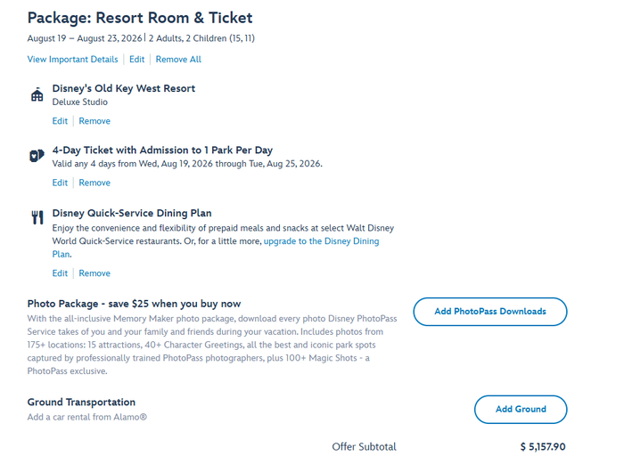 Disney vacation package Disney vacation package