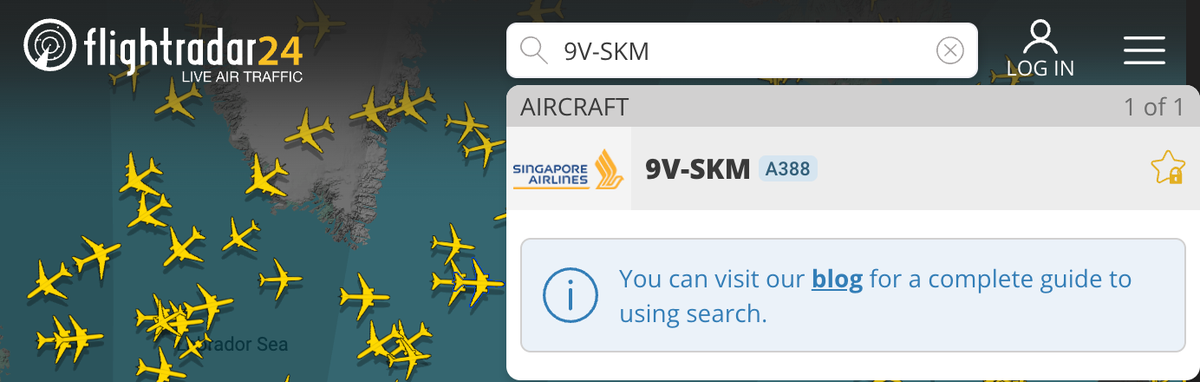 FlightRadar24 search box