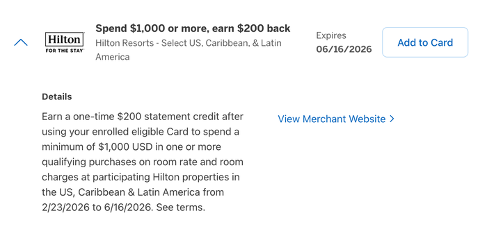 Hilton Amex Offer