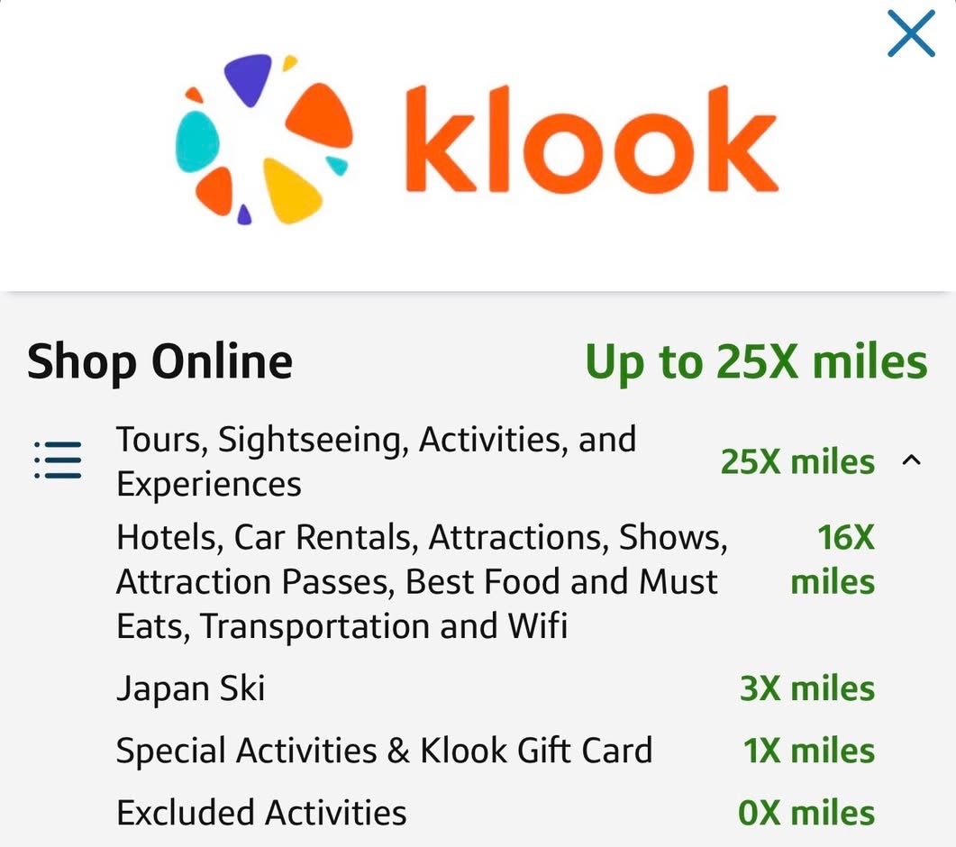 Klook Capital One 25x