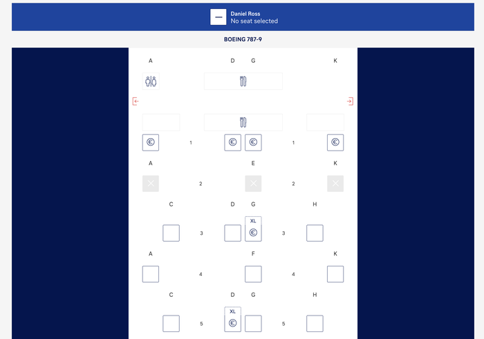 Lufthansa Boeing 789 Allegris business class seat map Lufthansa Boeing 789 Allegris business class seat map