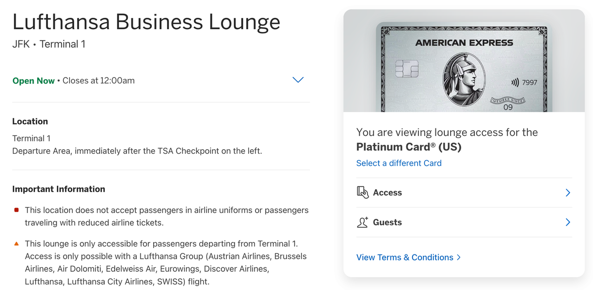 Lufthansa Business Class Lounge JFK access