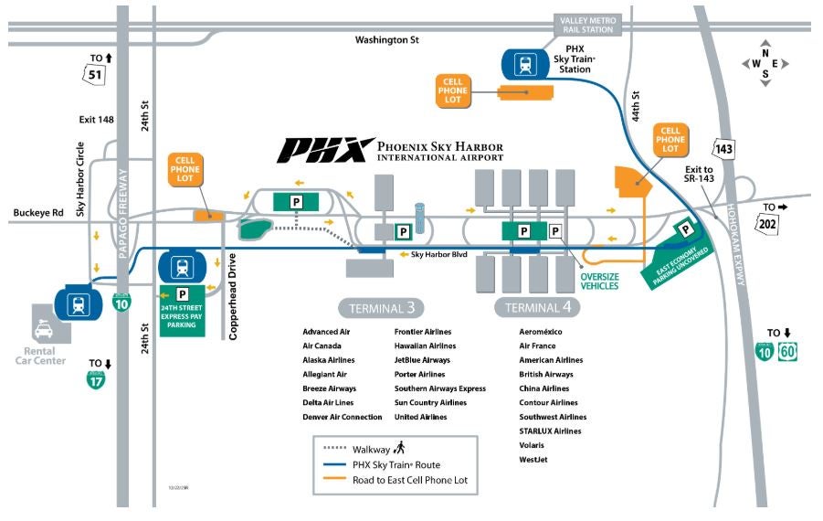 Phoenix Sky Harbor Airport Parking map