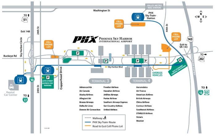 Phoenix Sky Harbor International Airport Map Phoenix Sky Harbor Airport Parking map