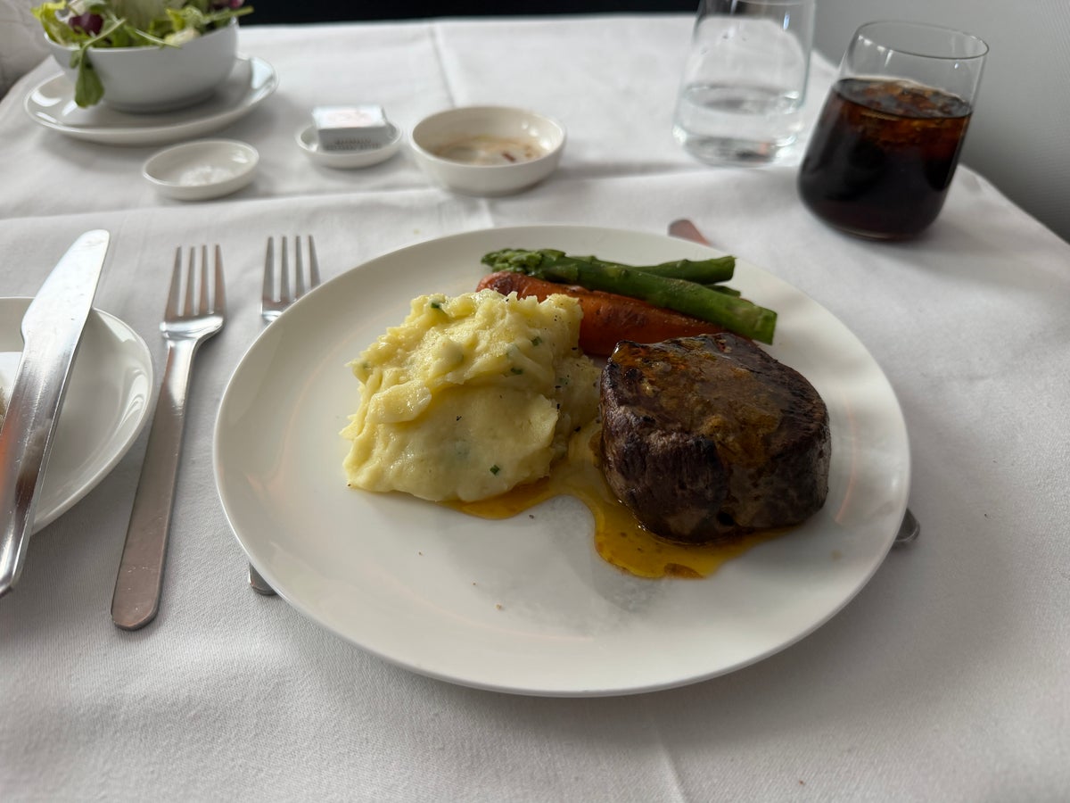 Qantas First Class Dinner