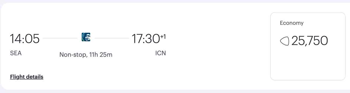 Qatar Privilege Club SEA ICN for 25k Avios