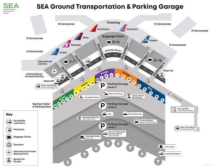 Seattle-Tacoma International Airport Parking Garage SEA Parking Map