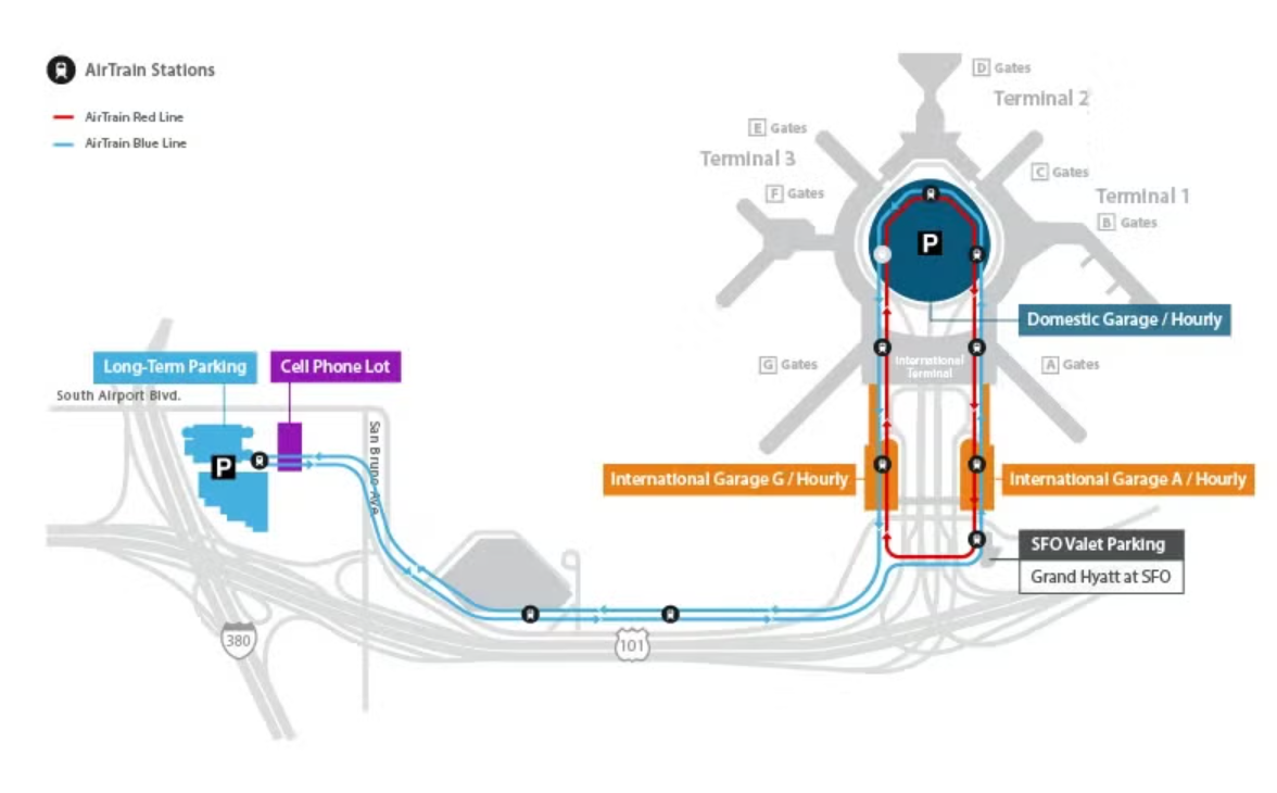 San Francisco International Airport Parking Map