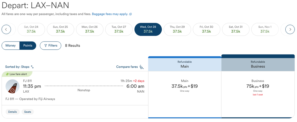 LAX NAN Fiji Airways