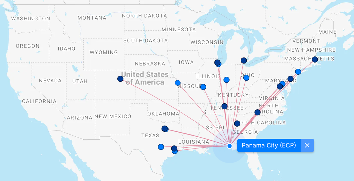 Panama City Beach Route Map
