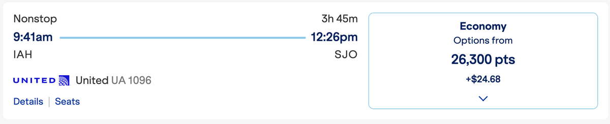 United IAH-SJO TrueBlue Points