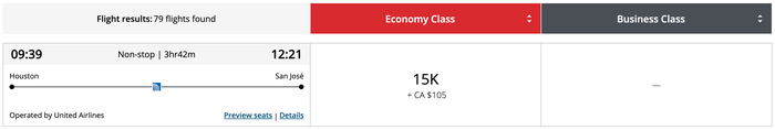 Screenshot 2026 02 26 at 8.04.38 PM United IAH-SJO Aeroplan pricing