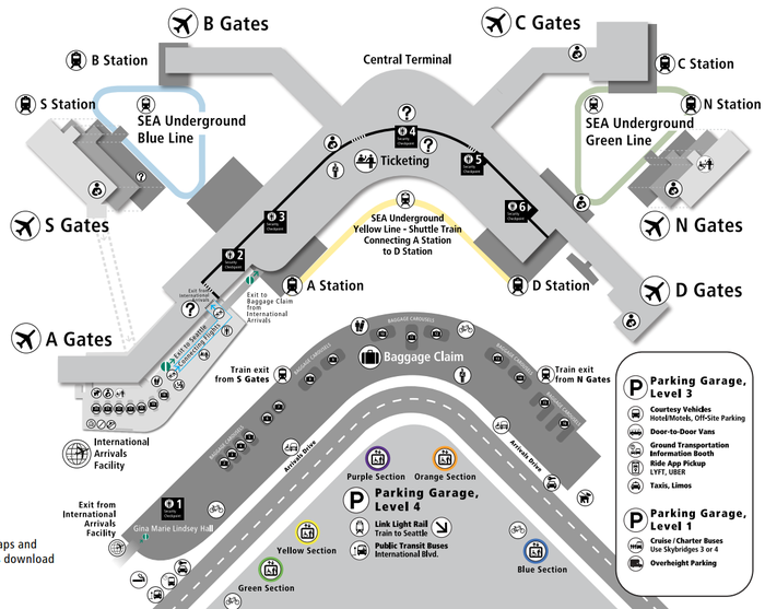 Seattle-Tacoma International Airport Layout Seattle Tacoma International Airport Map