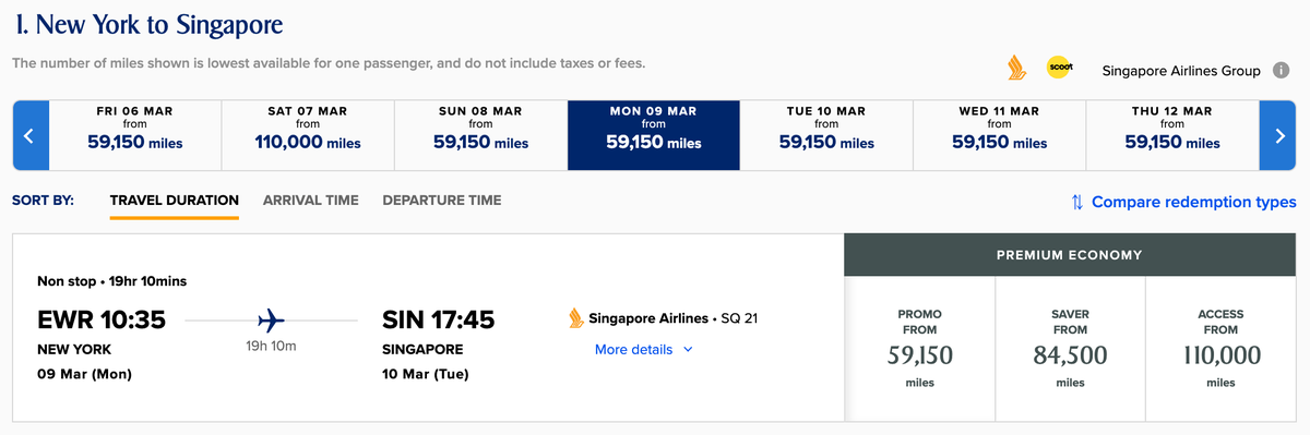 Singapore Spontaneous Escapes Feb 2026 EWR SIN PE