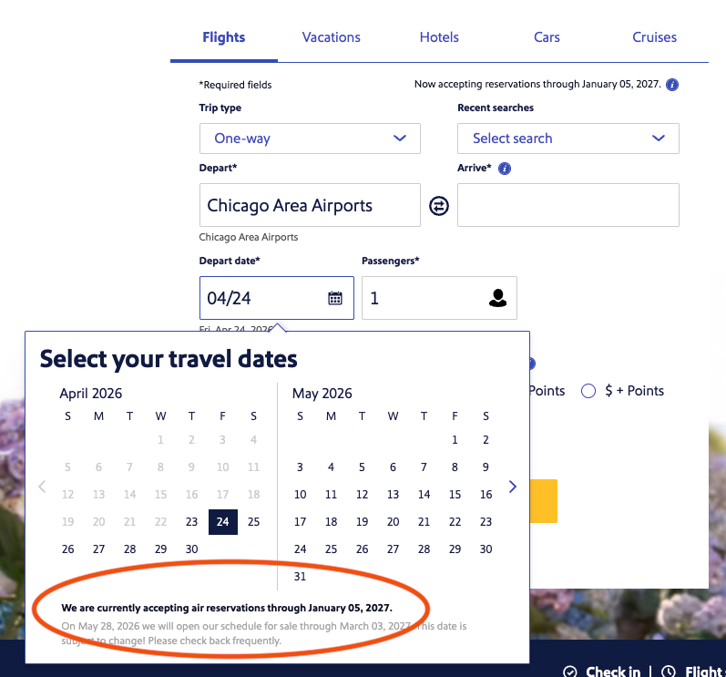 Southwest Airlines scheduled extended April 2026