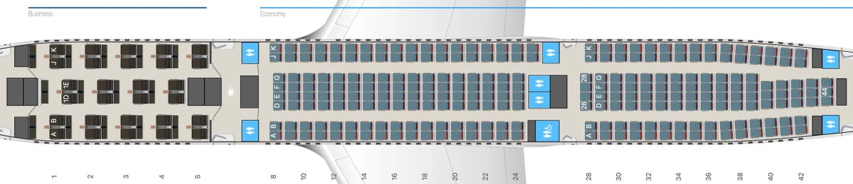 Turkish Airlines seat map A330 300 28J 261E