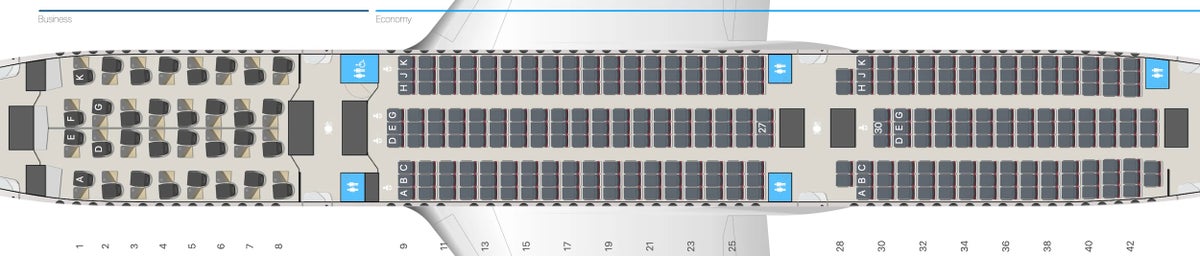 Turkish Airlines seat map A350 900 32J 297E