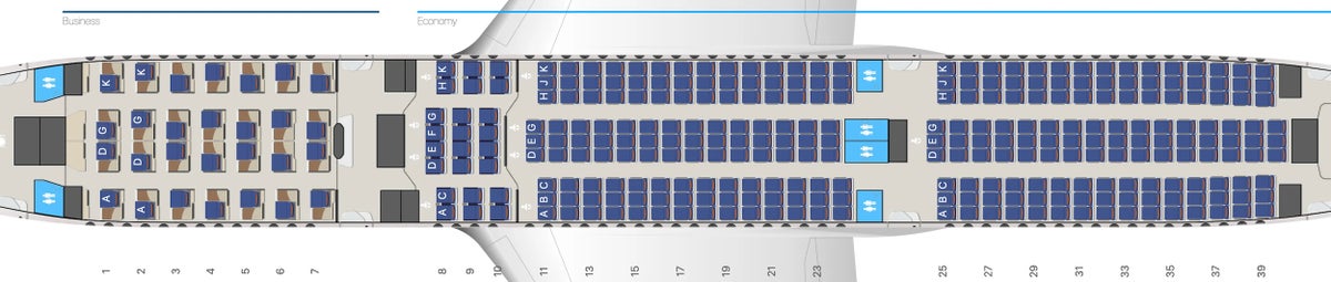 Turkish Airlines seat map A350 900 Aeroflot