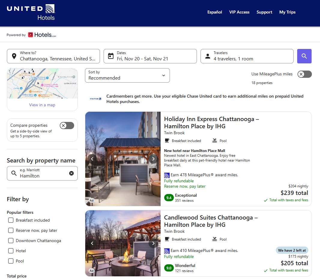 United Hotels Chattanooga search