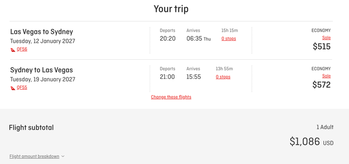 Vegas to Sydney return with Qantas Vegas to Sydney return with Qantas