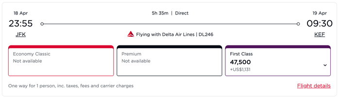 Virgin award JFK KEF April 2026 Virgin award JFK KEF April 2026