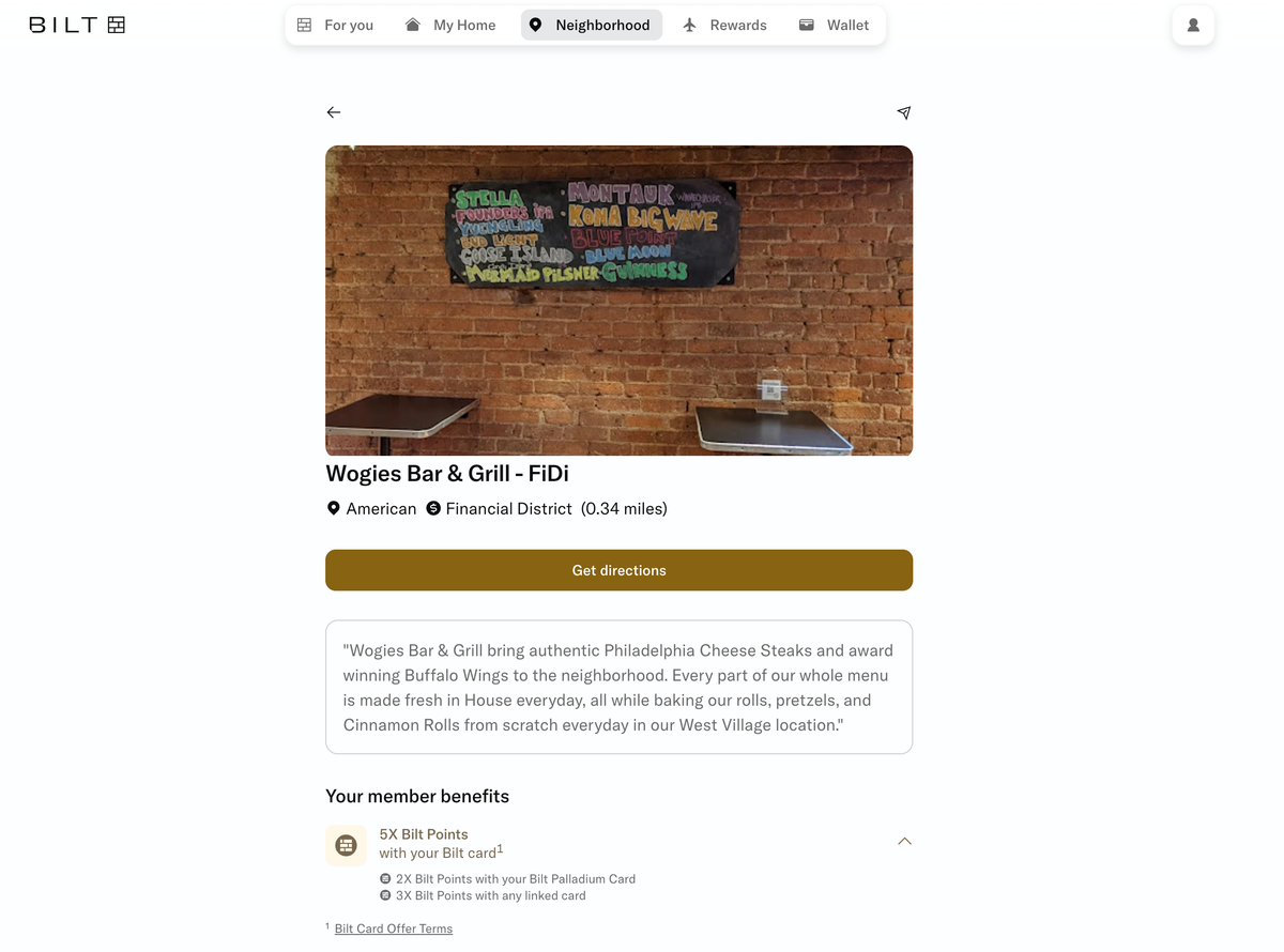 Wogies Bar and Grill on Bilt Dining