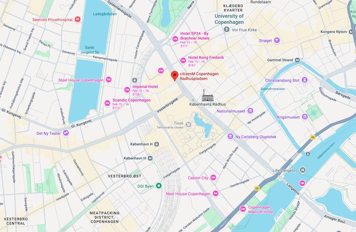 citizenM Copenhagen Radhuspladsen location map citizenM Copenhagen Radhuspladsen location map