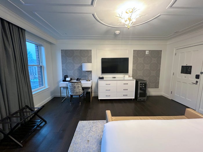 Adelphi Saratoga Springs room bed toward TV straight on