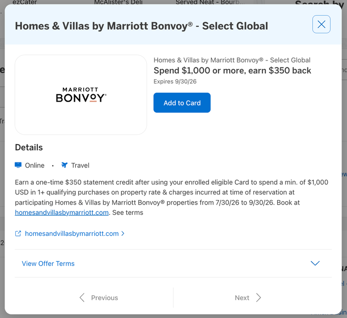 Amex Offer Homes Villas July 2026