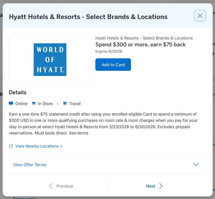 Amex Offer Hyatt March 2026 Amex Offer Hyatt March 2026