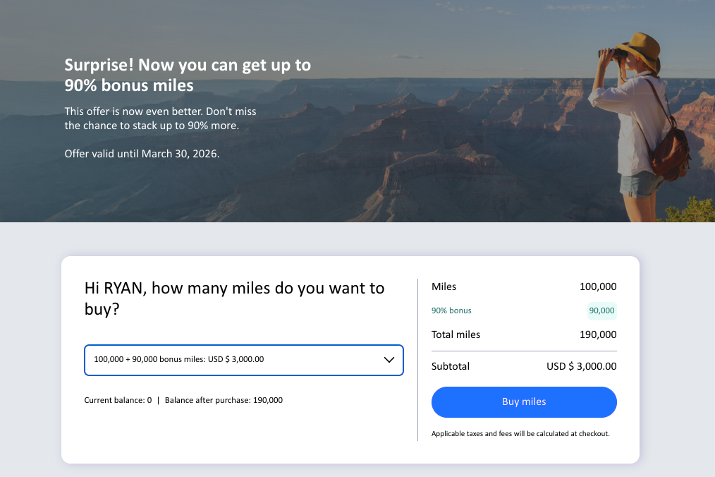 Buy Copa miles 90 bonus March 2026