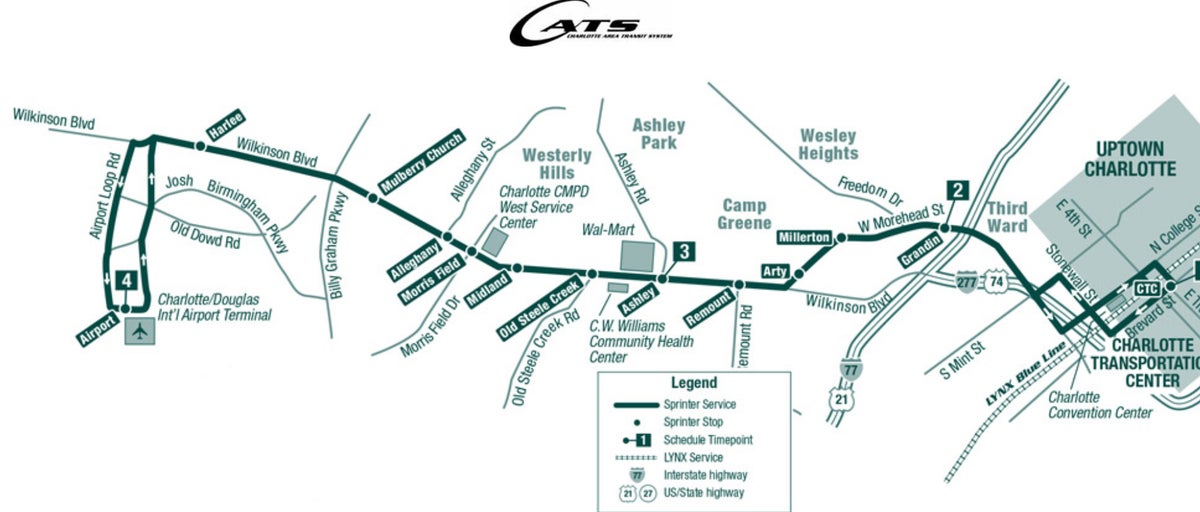 CATS Sprinter Bus Service Airport Route Map