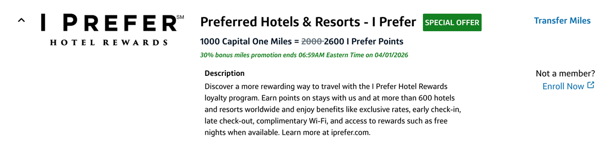 Capital One Preferred Hotels Transfer Bonus March 2026 Capital One Preferred Hotels Transfer Bonus March 2026