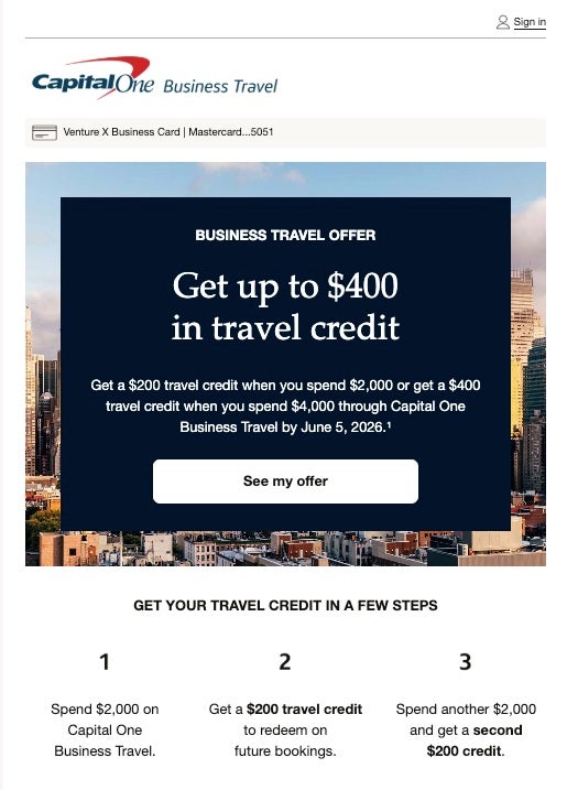 Capital One spending offer