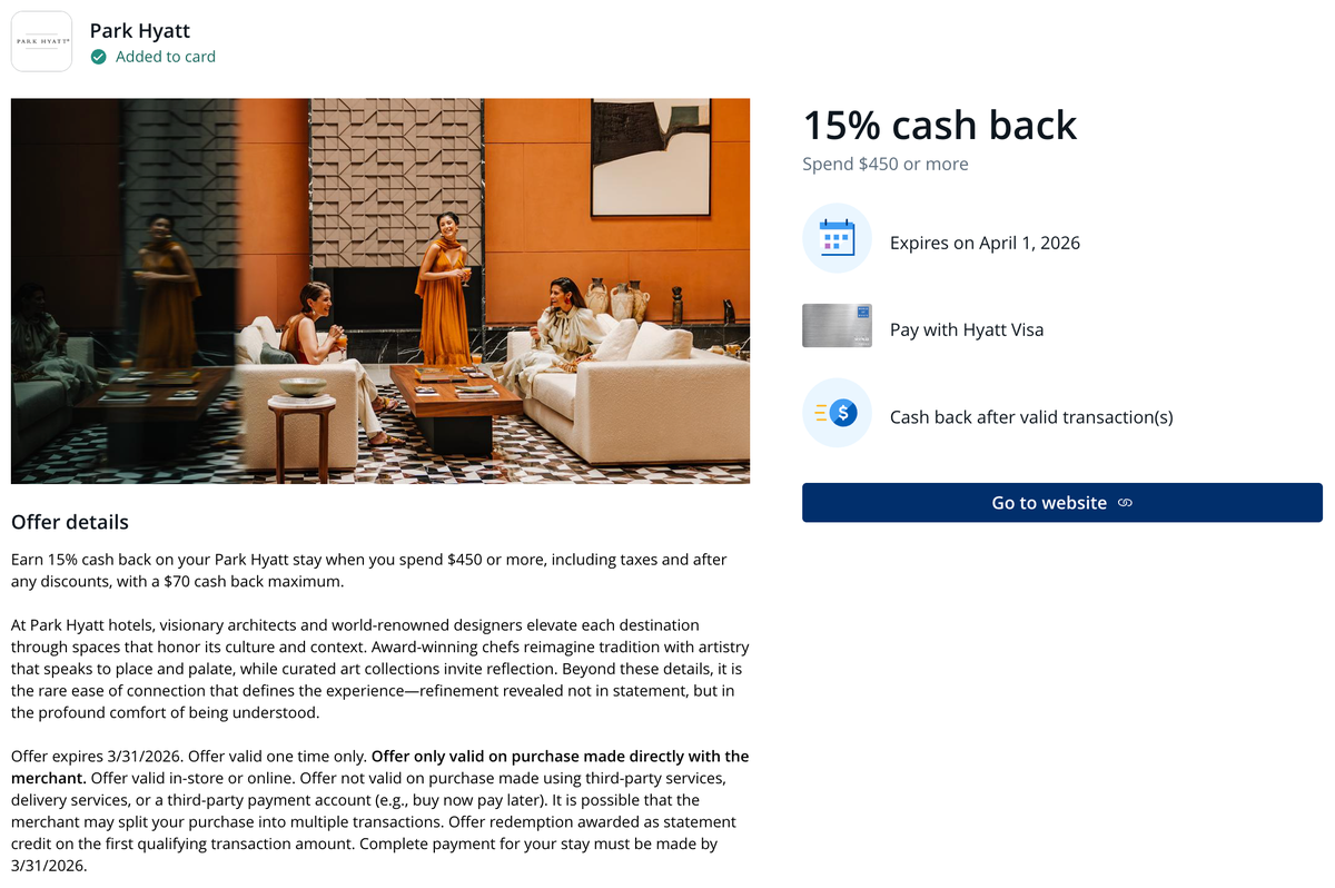 Chase Offer Park Hyatt March 2026