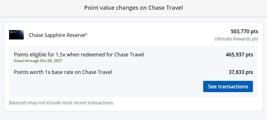 Chase Sapphire Reserve Point Values