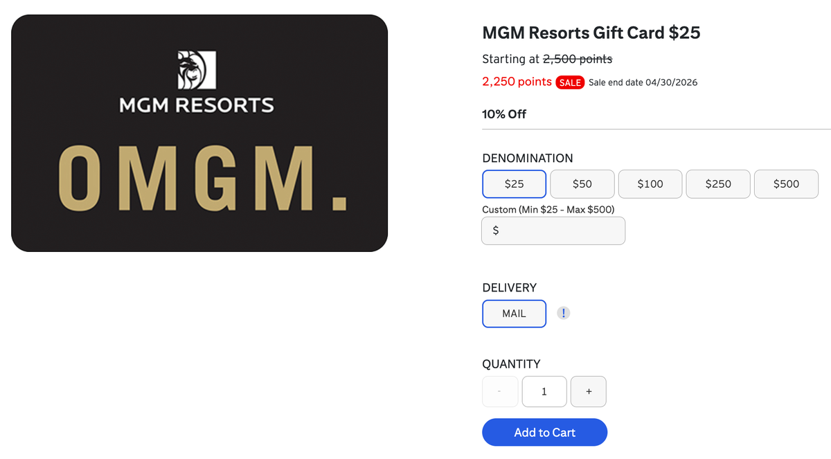 Cit gift card sale MGM April 2026