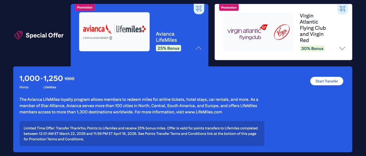 Citi transfer bonus LifeMiles September 2025 Citi Avianca transfer bonus