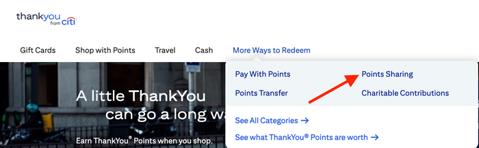 Citi points sharing option