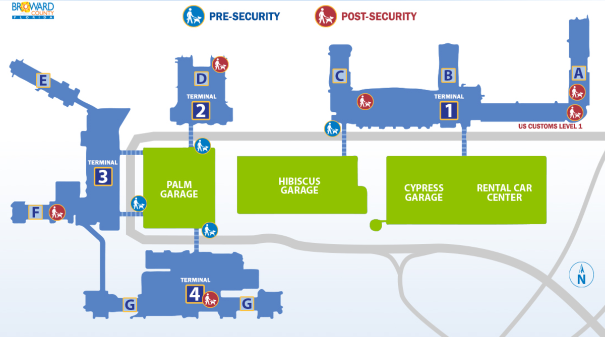 Fort Lauderdale Hollywood International Airport pet relief areas