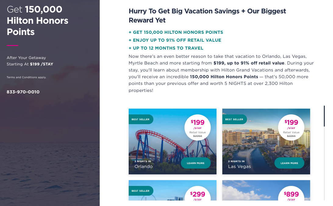 Hilton 150k timeshare offer March 2026