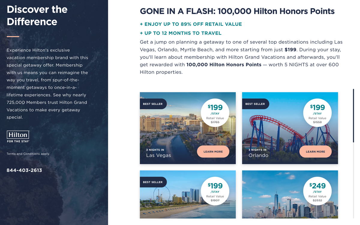 Hilton timeshare offer 100k March 2026